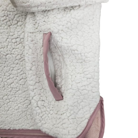 Abercrombie & Fitch Womens Sz Small White / Pink Lining‎ Fuzzy Oversized Sherpa - Picture 2 of 5
